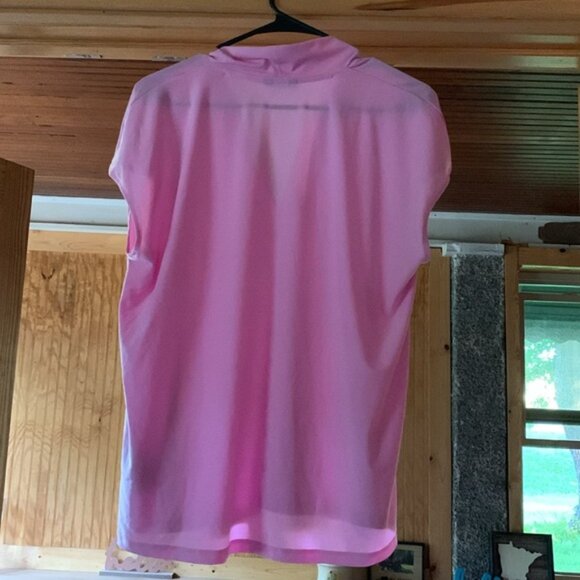 Women Buffalo David Bitton Pink V-neck Sleek Lightweight Cap Sleeve Blouse Top L - Picture 4 of 6